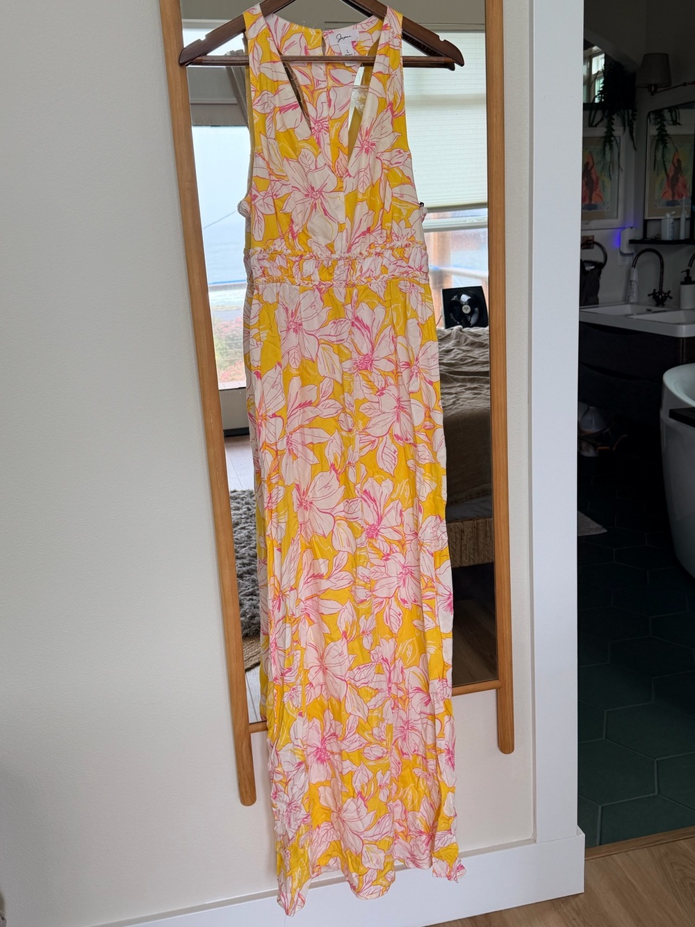 Japna Yellow & Pink Floral Racerback Maxi Sundress - Picture 2 of 4